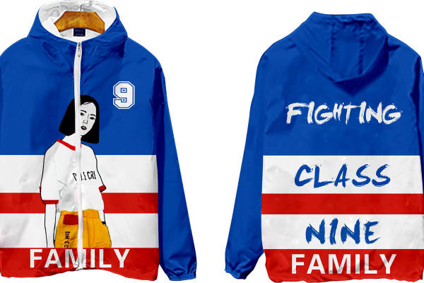 创意裁片印花服装：Fighting Class Nine Family运动外套