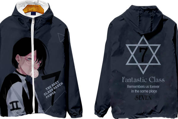 独特设计裁片印花服装：7班力量主题连帽外套