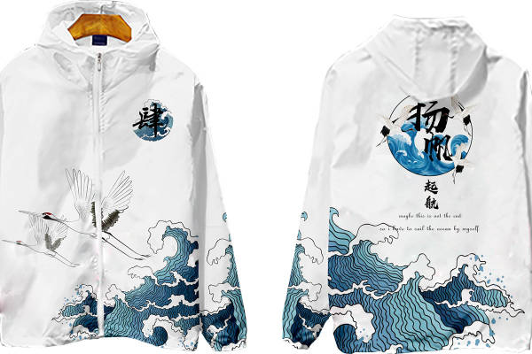 海洋风格裁片印花服装 独特海浪图案设计