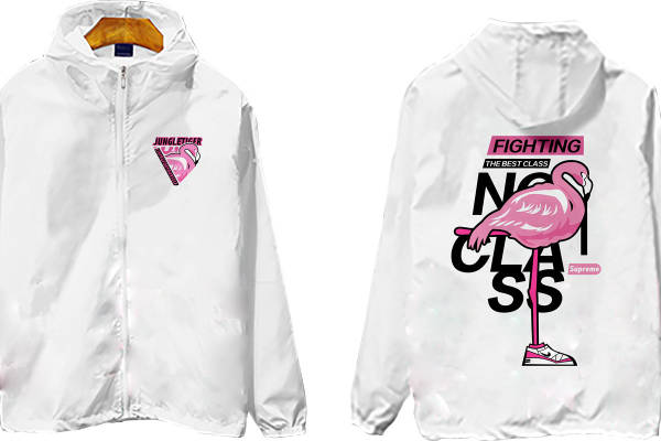 时尚街头风格火烈鸟裁片印花服装印花夹克