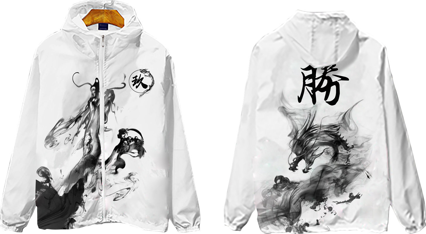 中国风水墨龙纹裁片印花服装，展现传统艺术之美