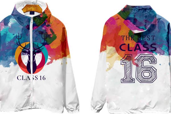 创意多彩鹿头裁片印花服装,纪念16班同学情谊