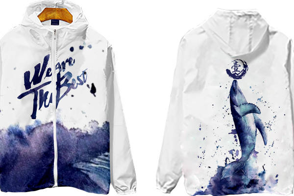 创意裁片印花服装：鲸鱼与文字艺术的完美结合