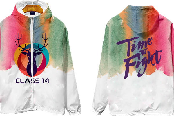 时尚多彩鹿头裁片印花服装，激励口号服装印花设计