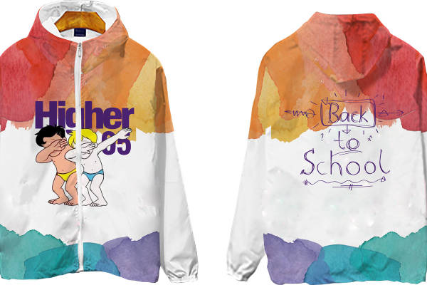 创意裁片印花服装:校园生活主题印花夹克