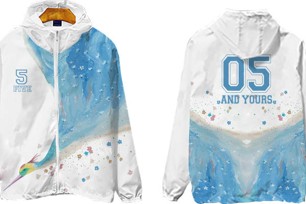 梦幻海洋风格裁片印花服装 时尚个性连帽外套设计