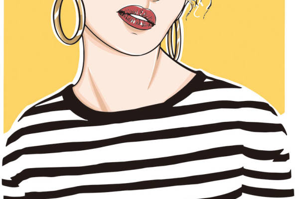 时尚条纹裁片印花服装，展现个性魅力