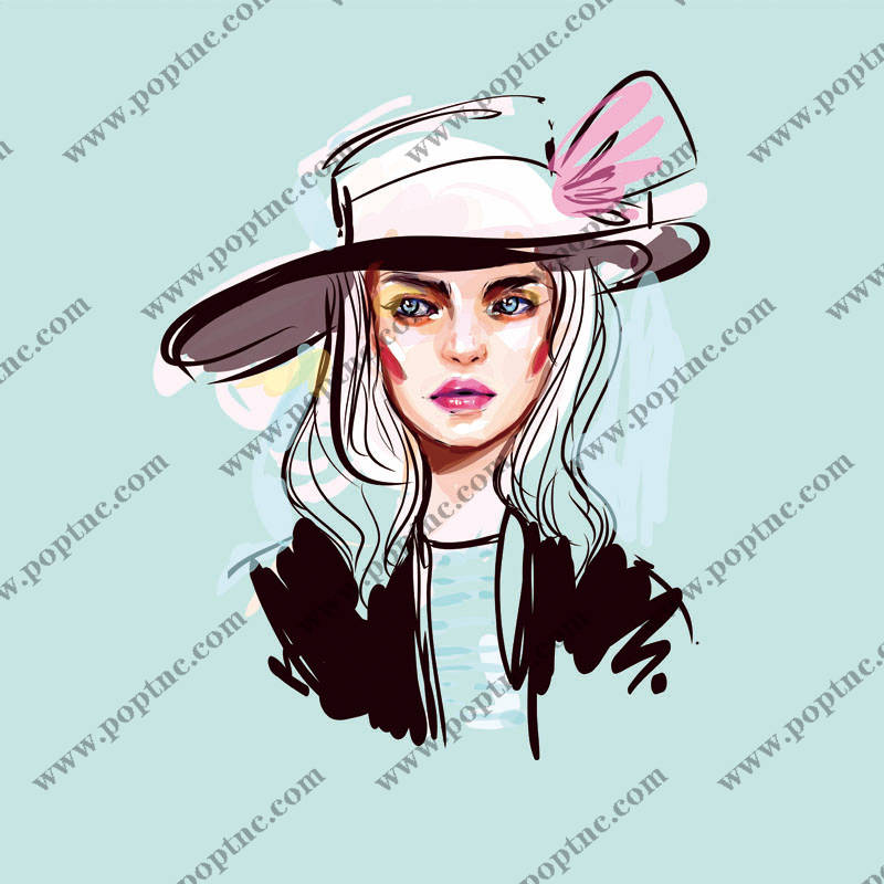 优雅女性插画裁片印花服装印花设计