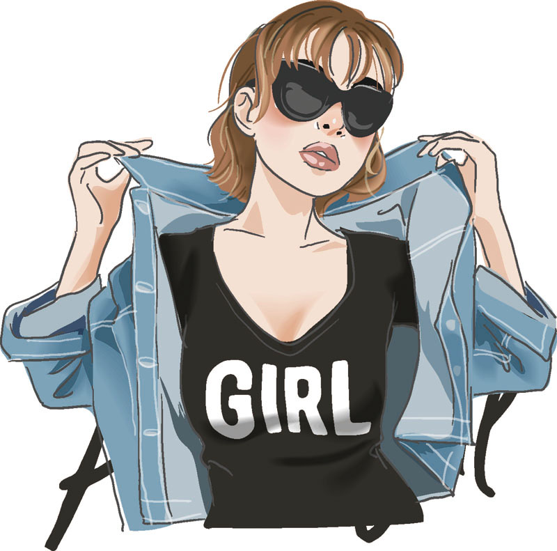 时尚潮流女孩裁片印花服装印花设计