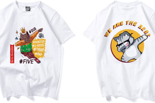 时尚潮流猫王主题裁片印花服装印花T恤