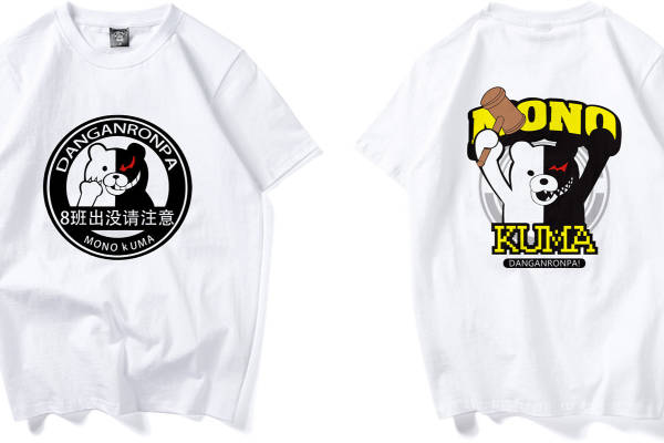 创意裁片印花服装 个性卡通熊图案T恤 8班出没请注意