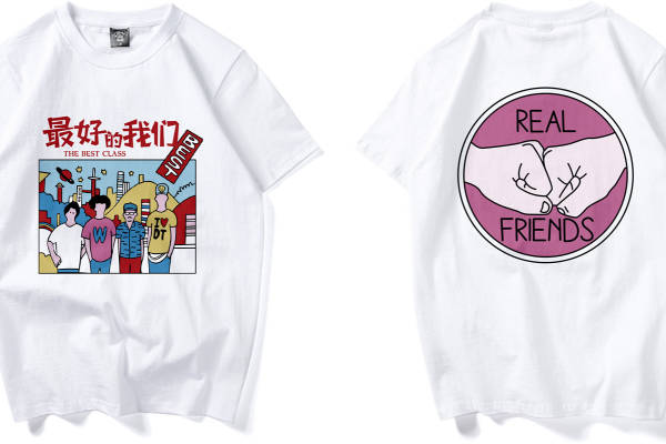 创意校园风裁片印花服装，展现青春活力与友谊