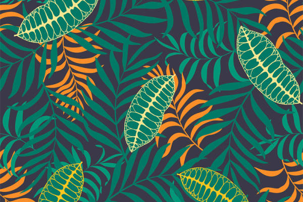 热带风情树叶图案面料印花服装印花设计