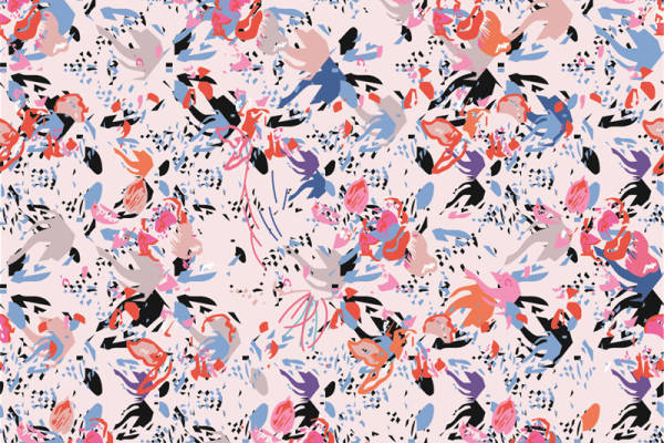 抽象艺术风格面料印花，适用于春夏服装印花设计