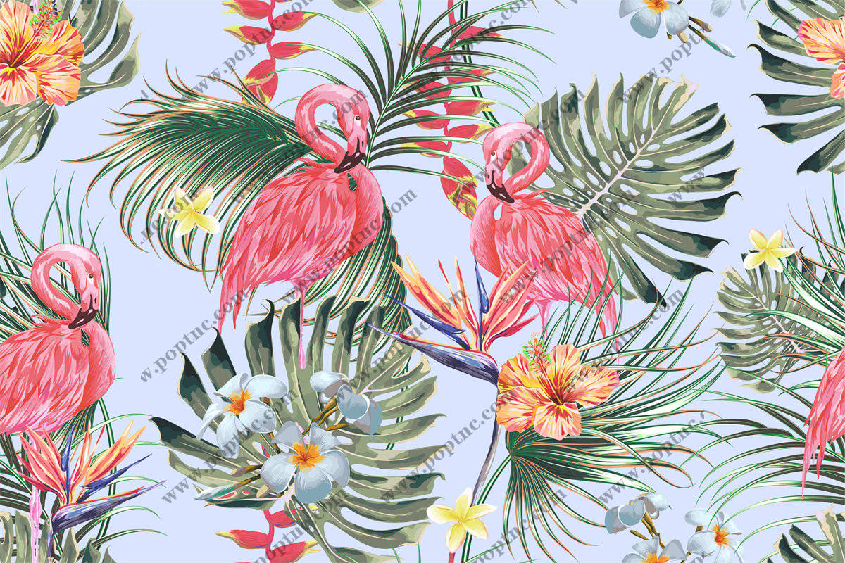 热带风情火烈鸟面料印花服装印花设计