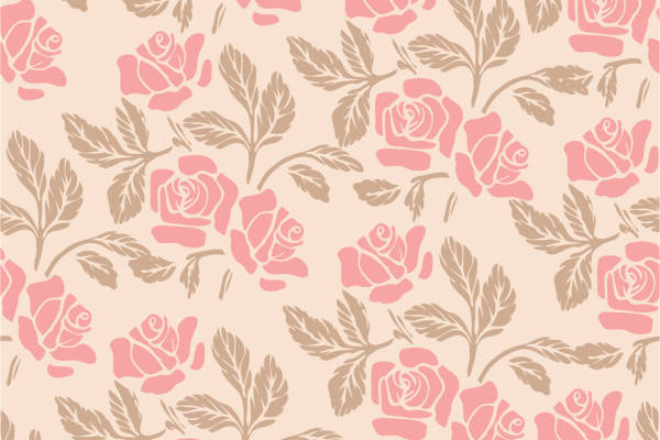 优雅粉色玫瑰图案面料印花，适用于春季服装印花设计