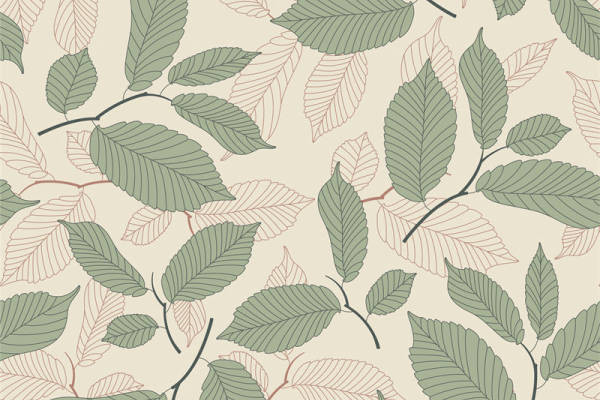 自然风格树叶图案面料印花，适用于春夏服装印花设计