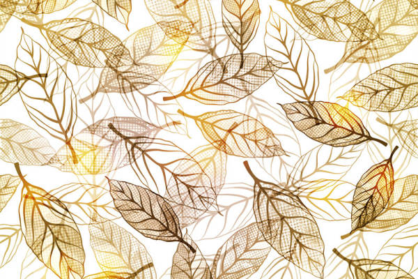 秋季自然风格服装印花设计：树叶图案面料印花