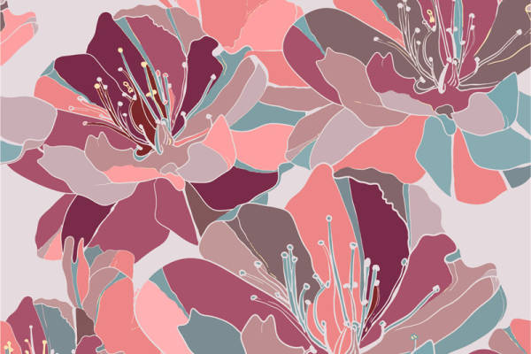 时尚花卉图案面料印花,优雅服装印花设计