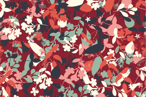 时尚复古花卉面料印花,优雅服装印花设计