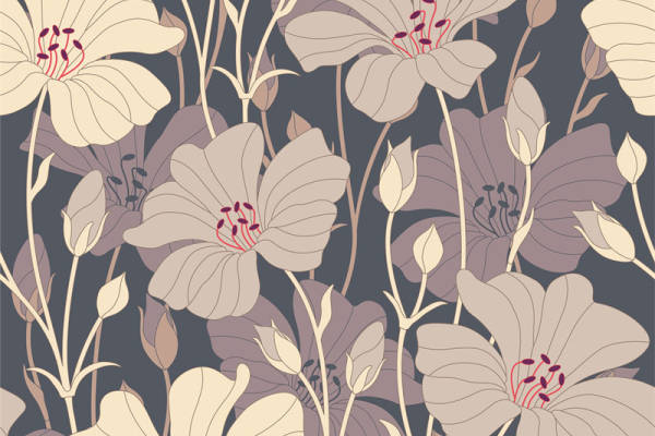 优雅花卉图案面料印花,适用于春季服装印花设计