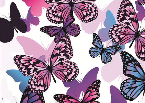 梦幻蝴蝶图案面料印花，时尚服装印花设计