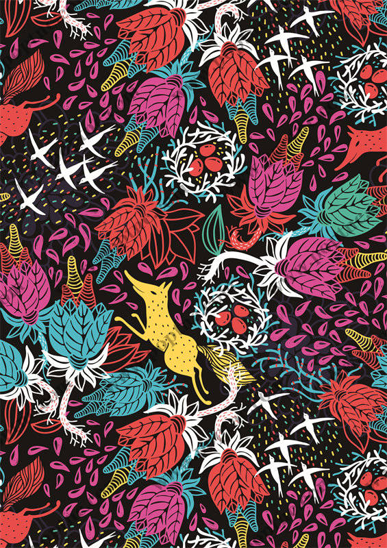 热带风情动物花卉面料印花服装印花设计