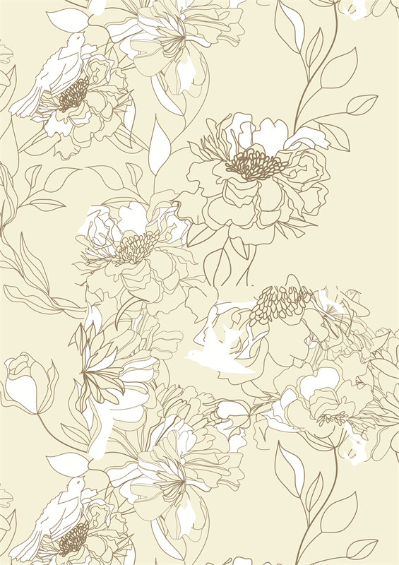 优雅花卉图案面料印花，适合春夏服装印花设计