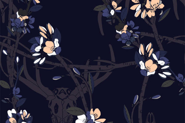 优雅花卉图案面料印花,时尚服装印花设计