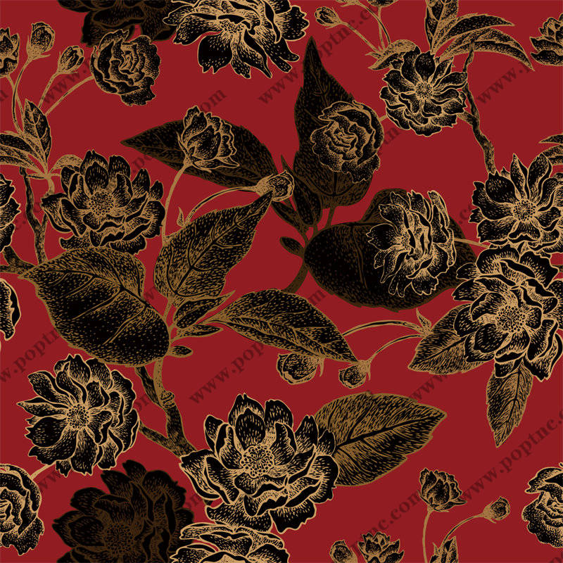 复古风格花卉面料印花,优雅服装印花设计