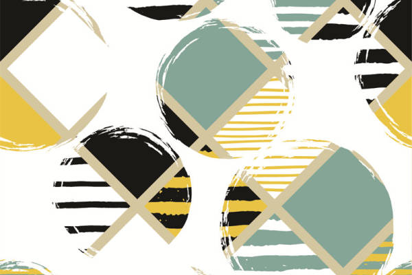 现代抽象几何图案面料印花设计,适用于时尚服装印花