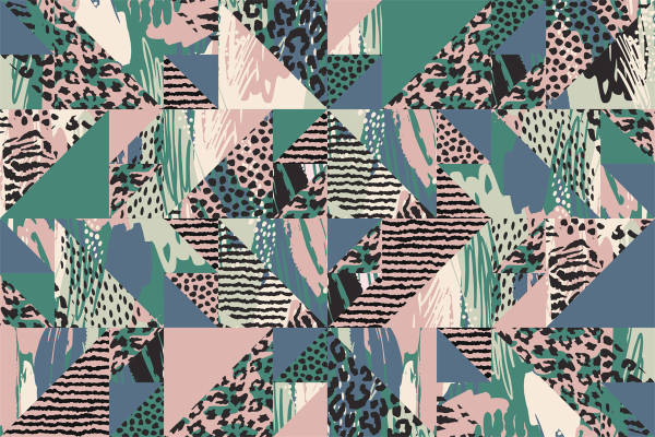 时尚几何图案面料印花,现代风格服装印花设计