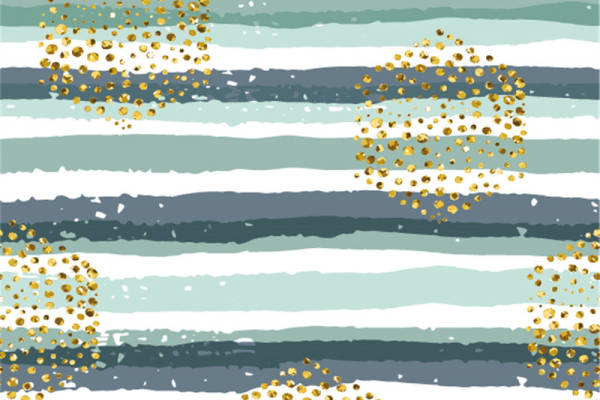 抽象风格面料印花：金色粒子与蓝绿色条纹的服装印花设计