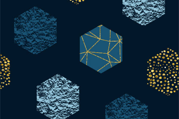 深蓝色几何抽象图案服装印花面料设计