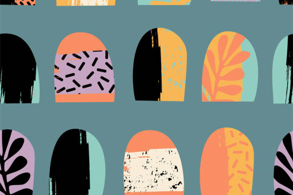 时尚抽象图案面料印花，现代风格服装印花设计