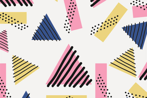 现代抽象几何图案面料印花，适用于时尚服装印花设计