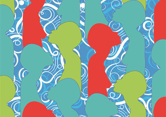 时尚多彩人形剪影服装印花面料设计