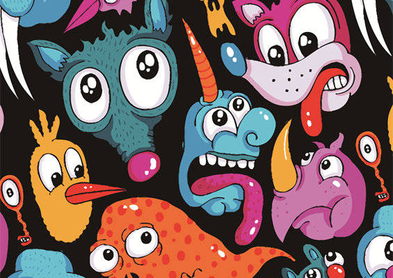 趣味卡通怪兽面料印花,打造独特儿童服装印花设计