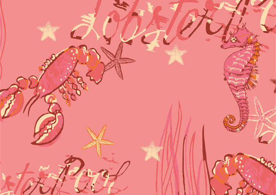 粉色海洋主题面料印花设计，夏日服装印花新选择