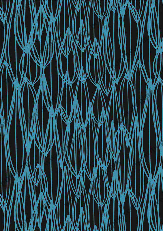 现代抽象风格蓝色波浪线面料印花服装印花设计