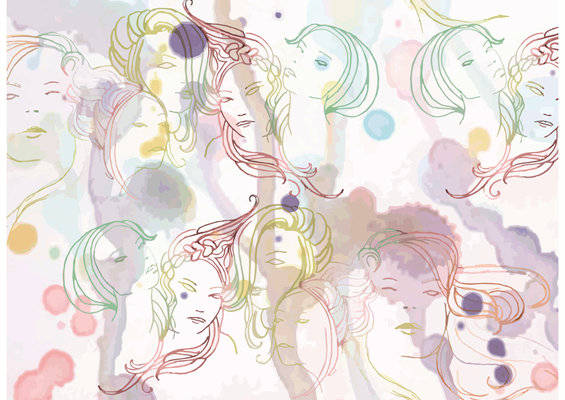 梦幻水彩女性肖像面料印花服装印花设计