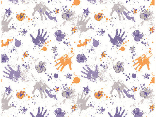 创意手印和星星图案服装印花面料设计