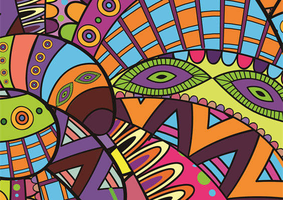 创意抽象几何图案面料印花,时尚服装印花设计