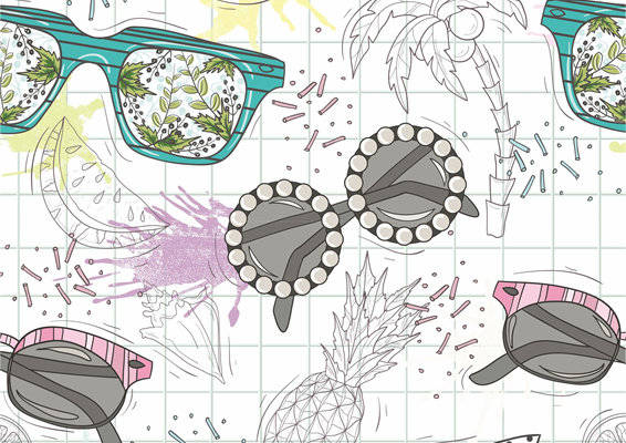 夏季时尚太阳镜面料印花服装印花设计