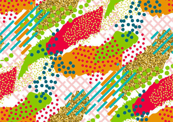 多色抽象图案面料印花，时尚服装印花设计