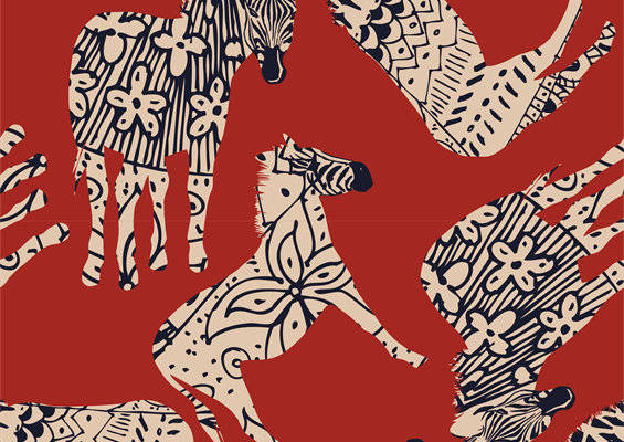 创意斑马图案面料印花，时尚服装印花设计