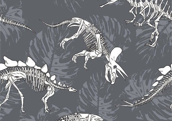 独特恐龙骨骼图案面料印花，打造个性服装印花设计