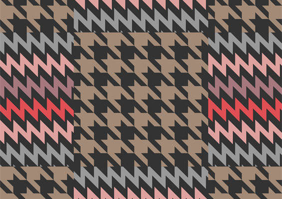 时尚几何图案服装印花:多色锯齿形面料印花设计