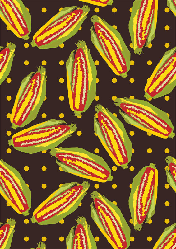 时尚玉米图案面料印花,适合夏季服装印花设计