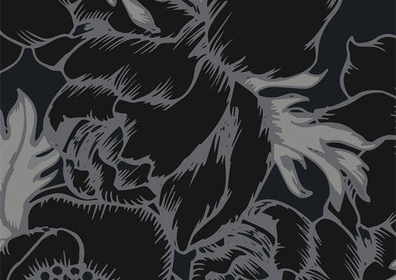 时尚黑色背景花卉图案服装印花面料设计